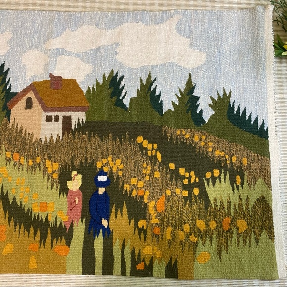 Wall Tapestry Field With Flowers Limited Edition Woolen La Mère Made In India - Picture 4 of 11